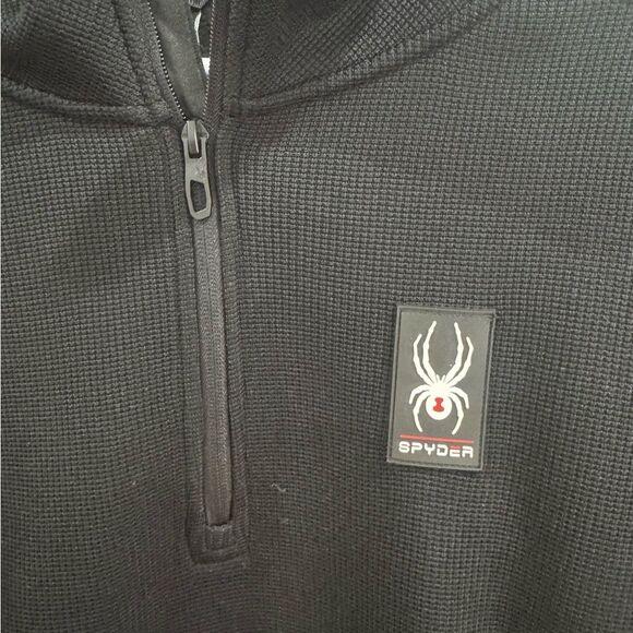 Spyder NWT Men’s Black Gridweb Fleece lined 1/2 Zip pullover size large NWT - Picture 2 of 7